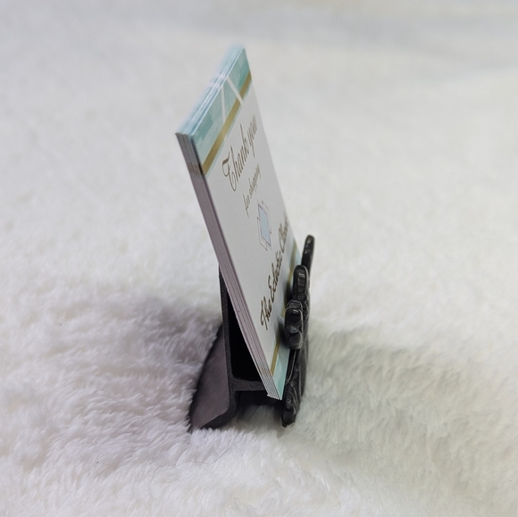 Vintage Bronze Frog Accent Business Card Holder - Picture 2 of 11